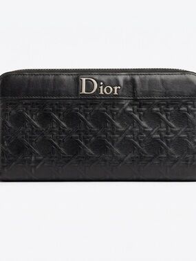 Dior Black Embossed Logo Vintage Wallet